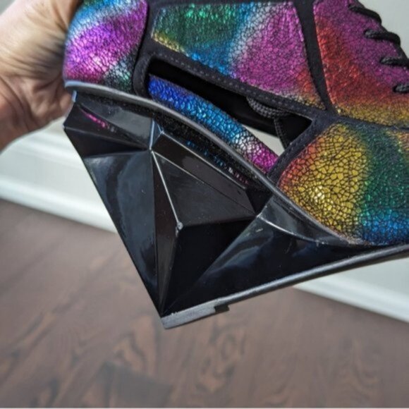 Privileged metallic sparkly rainbow lace up wedge heels - Picture 6 of 8
